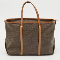 Michael Kors Brown Signature Coated Canvas Beck Tote