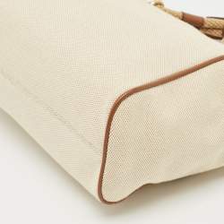 Michael Kors Brown/Off White Canvas and Leather Small Talia Tote