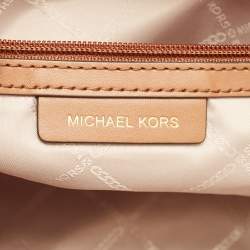 Michael Kors Brown/Off White Canvas and Leather Small Talia Tote