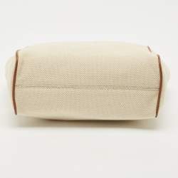 Michael Kors Brown/Off White Canvas and Leather Small Talia Tote