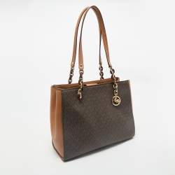 Michael Kors Brown Signature Coated Canvas and Leather Large Sofia Tote