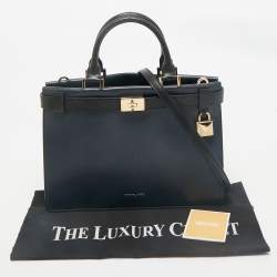 Michael Kors Navy Blue/Black Leather Medium Tatiana Satchel