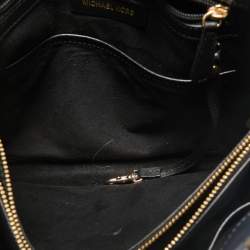 Michael Kors Navy Blue/Black Leather Medium Tatiana Satchel