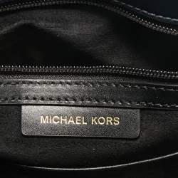 Michael Kors Navy Blue/Black Leather Medium Tatiana Satchel
