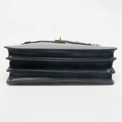 Michael Kors Navy Blue/Black Leather Medium Tatiana Satchel