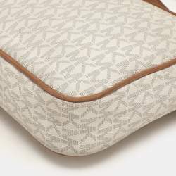 Michael Kors White Signature Coated Canvas Jet Set Travel Camera Crossbody Bag