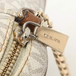Michael Kors White Signature Coated Canvas Jet Set Travel Camera Crossbody Bag