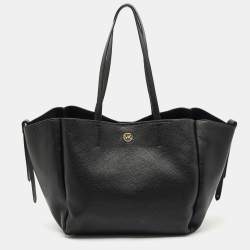 Michael Kors Black Leather Open Tote