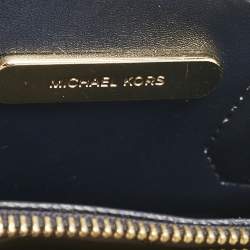 Michael Kors White/Blue Signature Coated Canvas Accordion Mercer Crossbody Bag