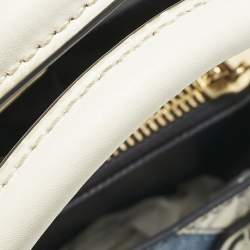 Michael Kors White/Blue Signature Coated Canvas Accordion Mercer Crossbody Bag