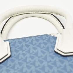 Michael Kors White/Blue Signature Coated Canvas Accordion Mercer Crossbody Bag