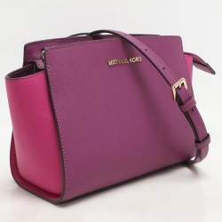 Pre Owned Michael Kors Purple/Pink Leather Small Selma Crossbody Bag