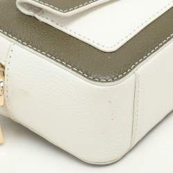 Pre Owned Michael Kors White/Olive Leather Maeve Crossbody Bag