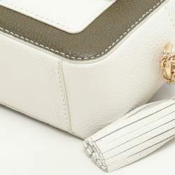 Pre Owned Michael Kors White/Olive Leather Maeve Crossbody Bag