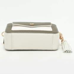Pre Owned Michael Kors White/Olive Leather Maeve Crossbody Bag