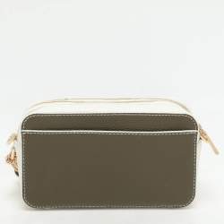 Pre Owned Michael Kors White/Olive Leather Maeve Crossbody Bag