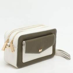 Pre Owned Michael Kors White/Olive Leather Maeve Crossbody Bag