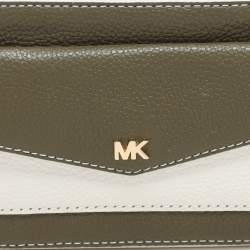 Pre Owned Michael Kors White/Olive Leather Maeve Crossbody Bag