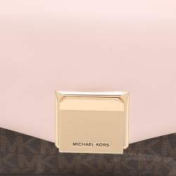 Michael Kors Brown/Pink Signature Coated Canvas And Leather Small Lita Crossbody Bag
