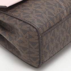Michael Kors Brown/Pink Signature Coated Canvas And Leather Small Lita Crossbody Bag