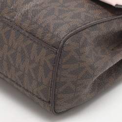 Michael Kors Brown/Pink Signature Coated Canvas And Leather Small Lita Crossbody Bag