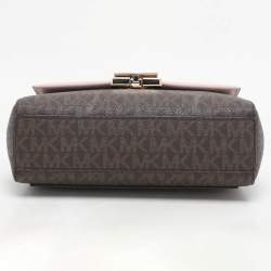 Michael Kors Brown/Pink Signature Coated Canvas And Leather Small Lita Crossbody Bag