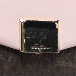 Michael Kors Brown/Pink Signature Coated Canvas And Leather Small Lita Crossbody Bag