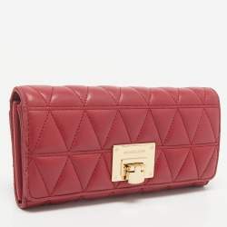 Michael Kors Red Quilted Leather Vivianne Continental Wallet