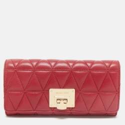 Michael Kors Red Quilted Leather Vivianne Continental Wallet