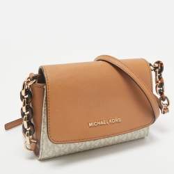 Michael Kors Brown/Vanilla Signature Coated Canvas Crossbody Bag
