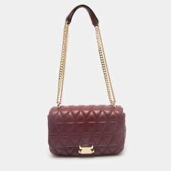 Michael Kors Burgundy Quilted Leather Sloan Chain Shoulder Bag