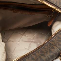 Michael Kors Brown/Tan Signature Coated Canvas and Leather Beck Satchel