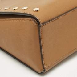Michael Kors Brown Leather Sylvie Stud Shoulder Bag