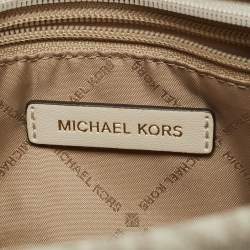 Pre Owned Michael Kors Off White Saffiano Leather Extra-Small Jet Set Travel Tote