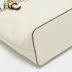 Pre Owned Michael Kors Off White Saffiano Leather Extra-Small Jet Set Travel Tote