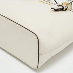 Pre Owned Michael Kors Off White Saffiano Leather Extra-Small Jet Set Travel Tote