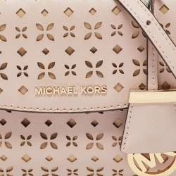 Pre Owned Michael Kors Light Pink Leather XS Laser Cut Ava Top Handle Bag