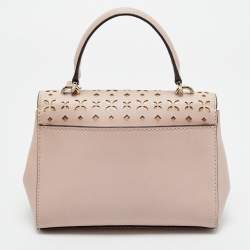Pre Owned Michael Kors Light Pink Leather XS Laser Cut Ava Top Handle Bag