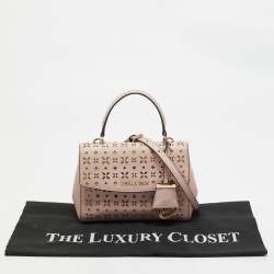 Pre Owned Michael Kors Light Pink Leather XS Laser Cut Ava Top Handle Bag