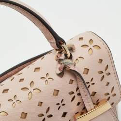 Pre Owned Michael Kors Light Pink Leather XS Laser Cut Ava Top Handle Bag