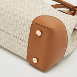 Michael Kors Brown/White Signature Coated Canvas and Leather Small Mercer Gallery Tote