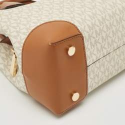 Michael Kors Brown/White Signature Coated Canvas and Leather Small Mercer Gallery Tote