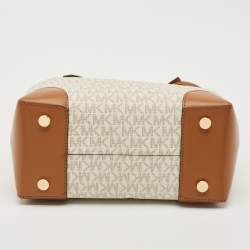 Michael Kors Brown/White Signature Coated Canvas and Leather Small Mercer Gallery Tote