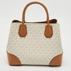 Michael Kors Brown/White Signature Coated Canvas and Leather Small Mercer Gallery Tote