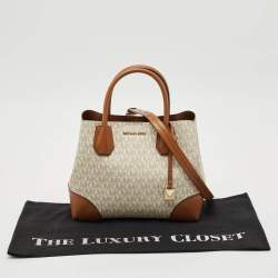Michael Kors Brown/White Signature Coated Canvas and Leather Small Mercer Gallery Tote