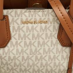 Michael Kors Brown/White Signature Coated Canvas and Leather Small Mercer Gallery Tote