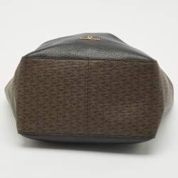 Michael Kors Black/Brown Coated Canvas and Leather Phoebe Tote