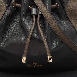 Michael Kors Black/Brown Coated Canvas and Leather Phoebe Tote