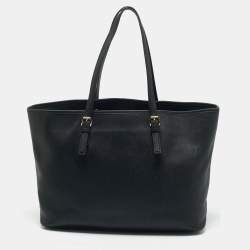 Michael Kors Black Leather Large Jet Set Travel Tote