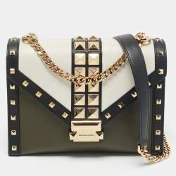 Pre Owned Michael Kors Tricolor Leather Large Studded Whitney Shoulder Bag